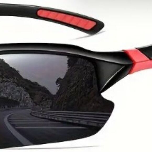 Kuguaok Unisex High-Performance Polarized Sunglasses Black with Red Trim - Picture 1 of 4